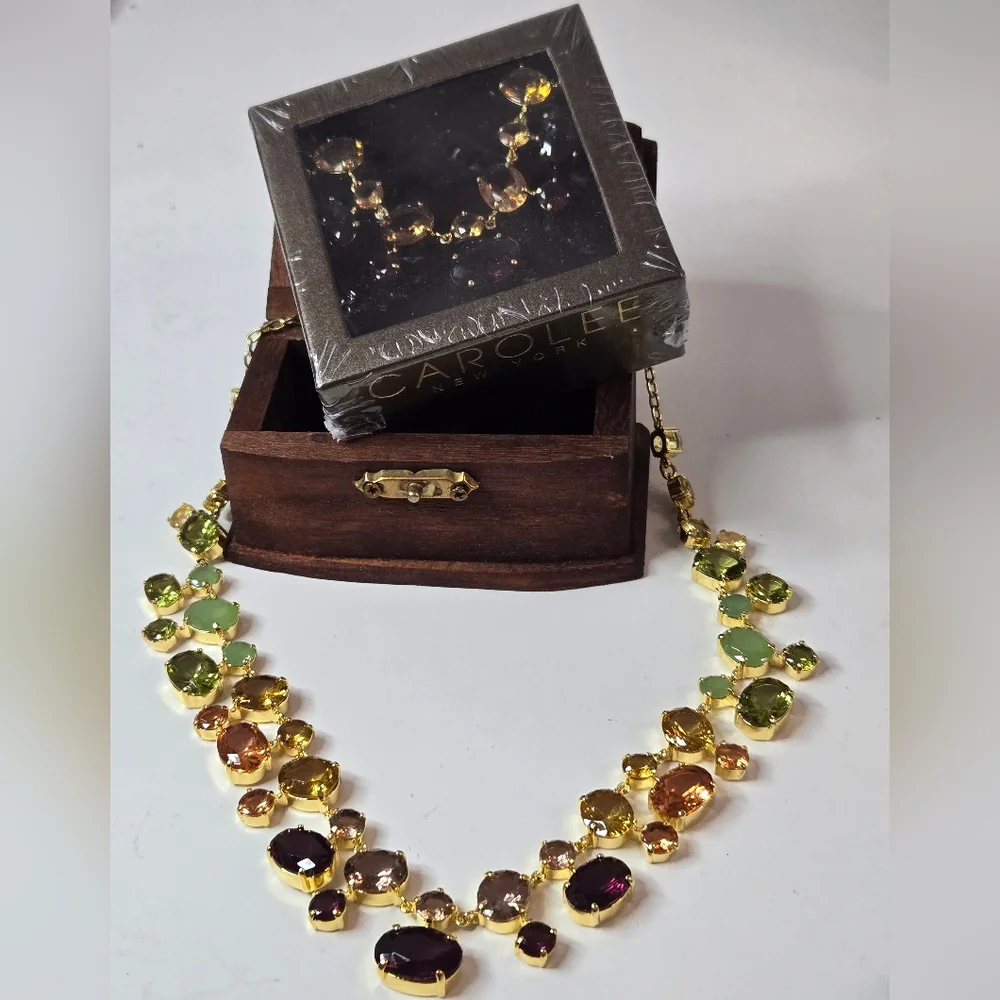New Carolee Ombre Candy Gold Tone Necklace Multi Colored Pastel Crystal $125 - Picture 16 of 16